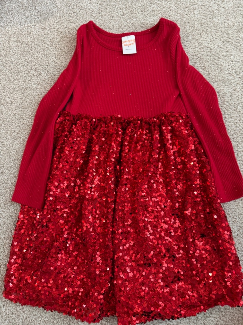 Cat & Jack Red Long-Sleeve Sequin Party Dress